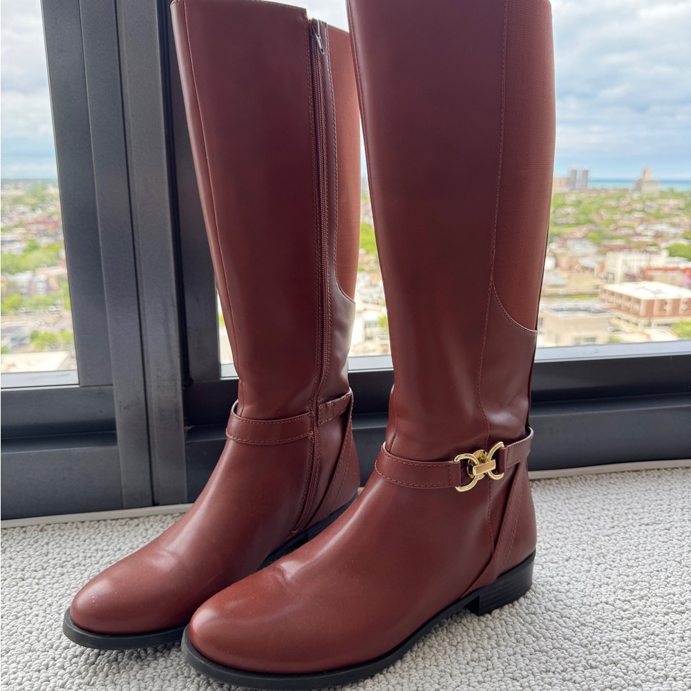 Elegant Brown Cognac Over the Knee Riding Boots